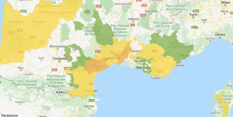 Vigilance feux de forêt ce dimanche : l&rsquo;Aude, le Gard et l&rsquo;Hérault en sévère, le reste partagé