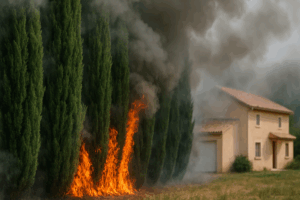 Feu de végétation à Aix-en-Provence : un garage et une maison impactées par l'incendie.